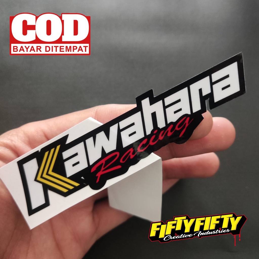 Stiker Print Cut KAWAHARA Stiker Printing Laminasi Glossy Tahan Air Stiker Motor Mobil Helm Sudah Membentuk Pola Desain