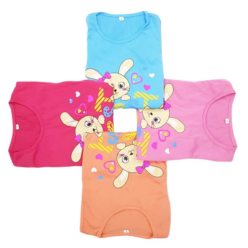 SETELAN SIKUNING PAKAIAN BAJU ANAK PEREMPUAN 2-7 TAHUN MOTIF BEST FRIEND RABBIT