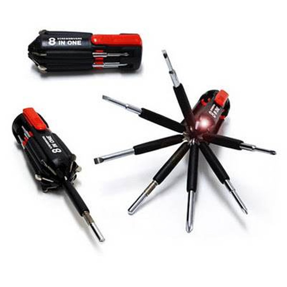 (COD) Obeng 8 in 1 Senter Lampu led multifungsi perkakas Screwdrivers travel