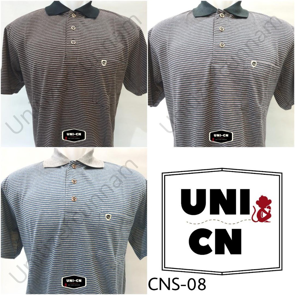 CUN NAM CNS - 08 / KAOS POLO MOTIF SALUR SAKU 3 WARNA - TC / Kerah Wangki Pria Dewasa Kantong.