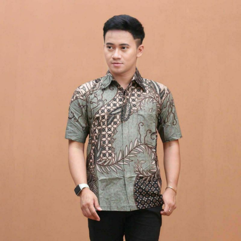atasan batik wanita lengan panjang motif sekar jagad by batik aziza-Hem Sekar Hijau