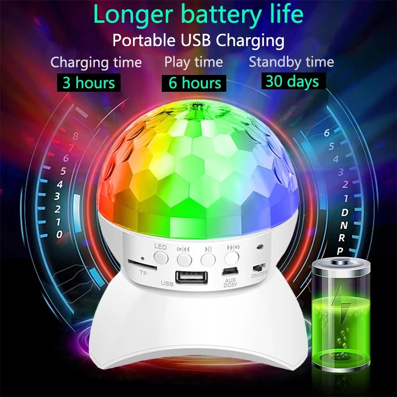 Lampu proyeksi mikrofon wireless bluetooth speaker RGB disco light Decoration lampu rotating Musical Ball