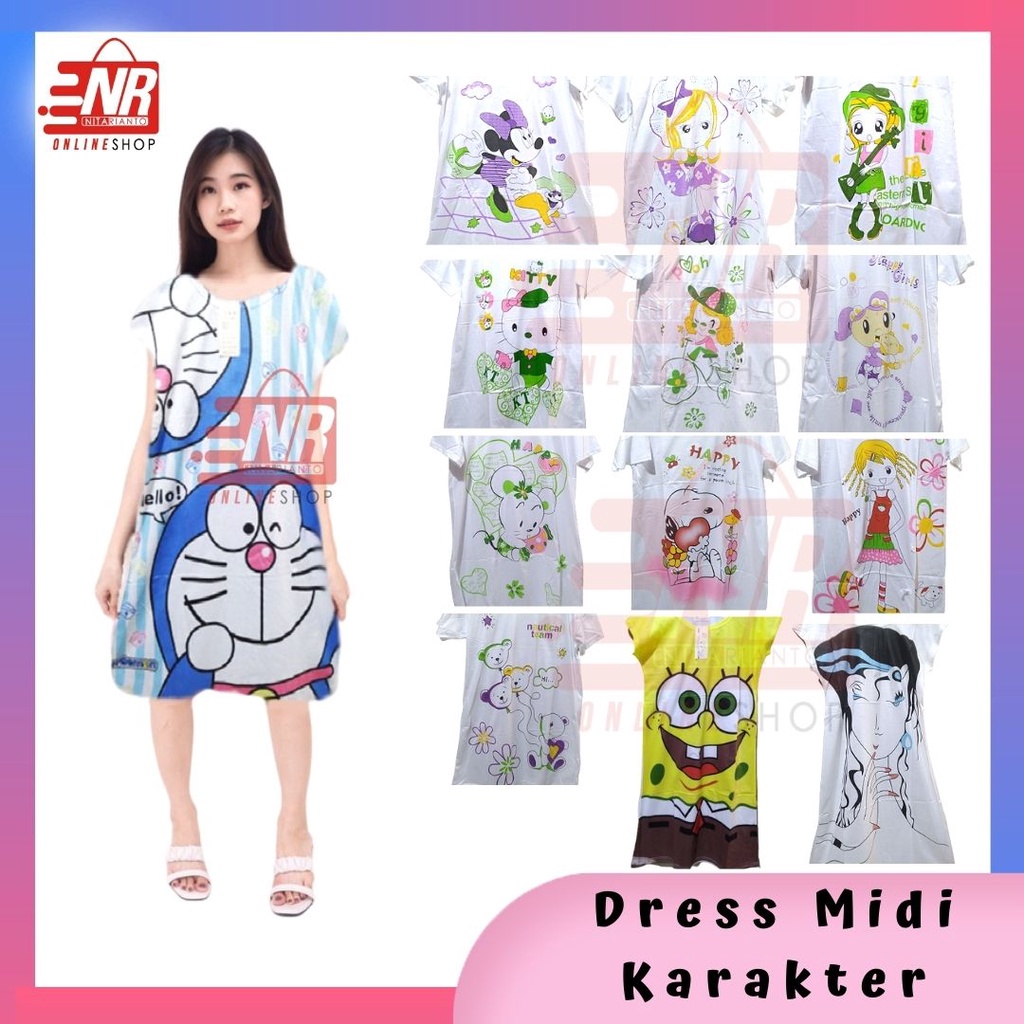 [Murah] Daster Karakter / Dress Wanita Karakter / Dress Wanita / Daster Murah / Daster Motif Kartun