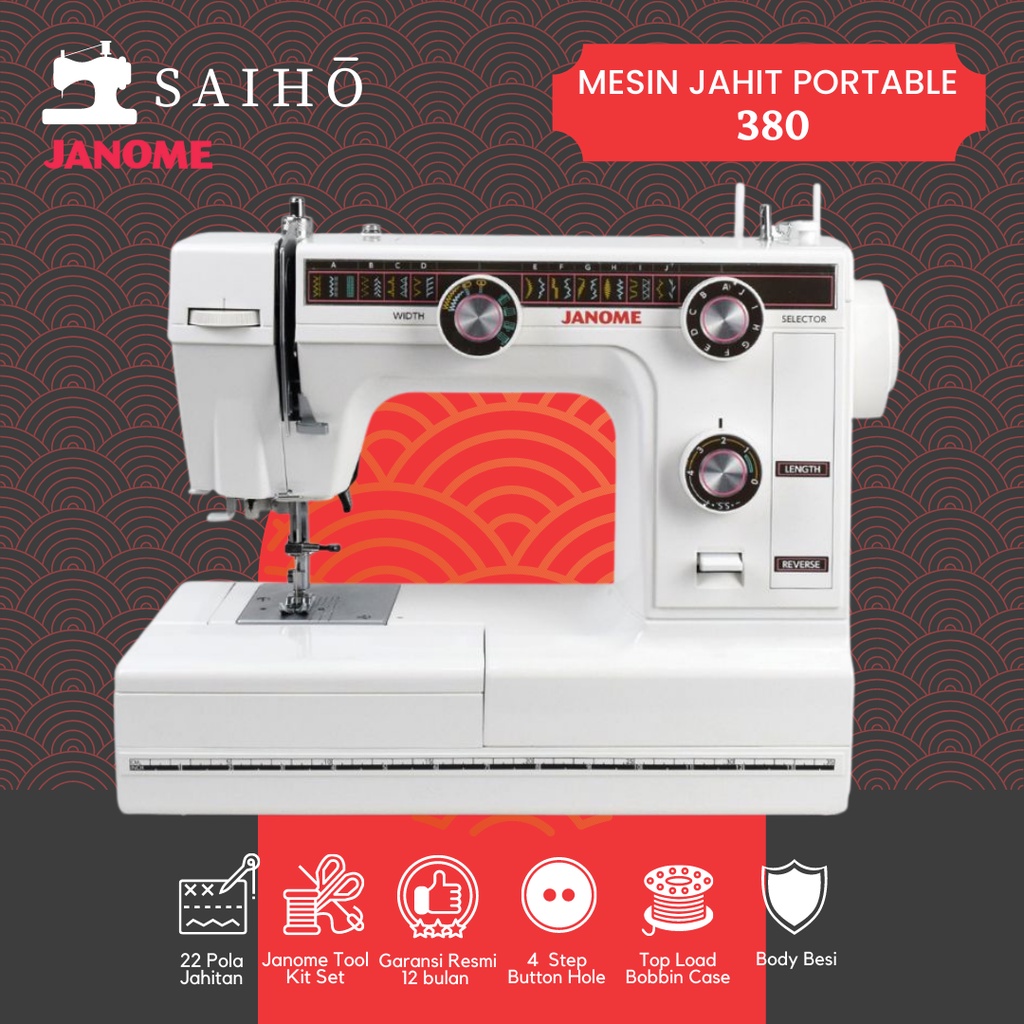 JANOME 380 - Mesin Jahit Portabel Full Bodi Besi