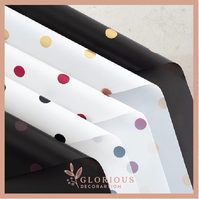 

Kertas Buket Polkadot Doorslag Cellophane Dot Wrapping Paper Dot Kertas Kado Buket Bouqet