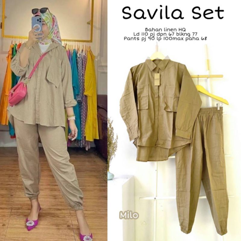 savila set linen wanita