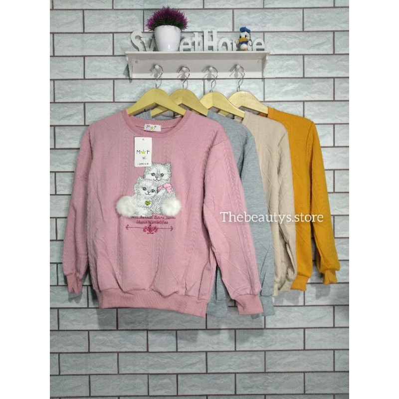 SWEATER RAJUT IMPORT BY MF- MOTIF 3D KUCING [S03073]