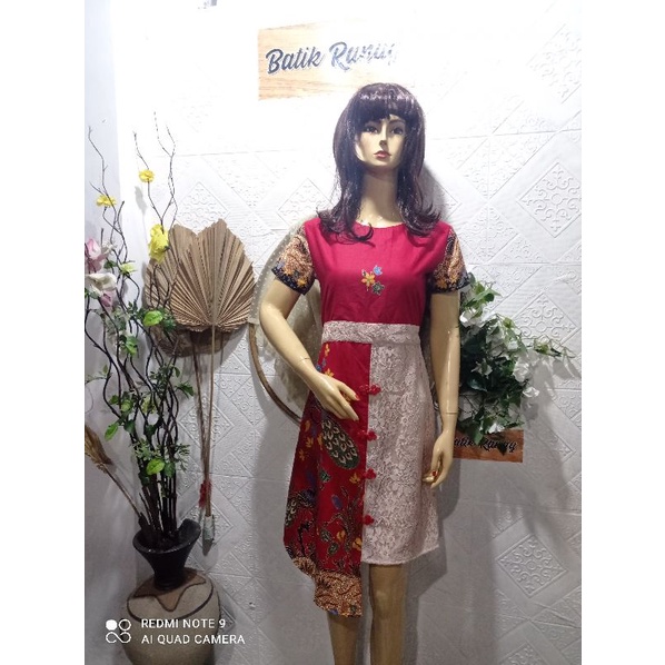 Dress Batik Vitalia Merak Unggul Jaya HM 050 S M L XL XXL JUMBO