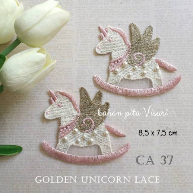 Aplikasi Renda Golden Unicorn Lace