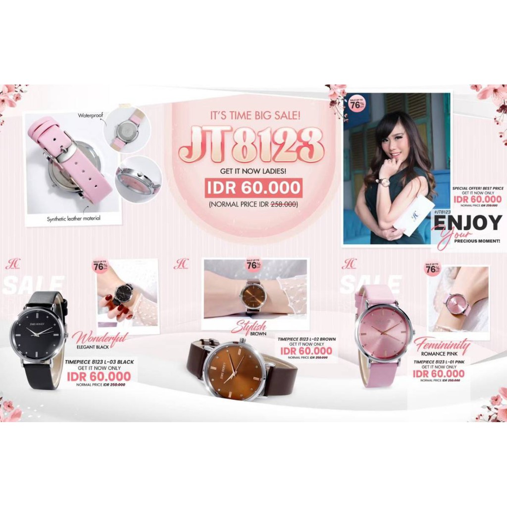 deleans.id jam tangan Jims Honey JT 8123 / jam tangan wanita / jam anniv 6th Jims Honey / jam tangan