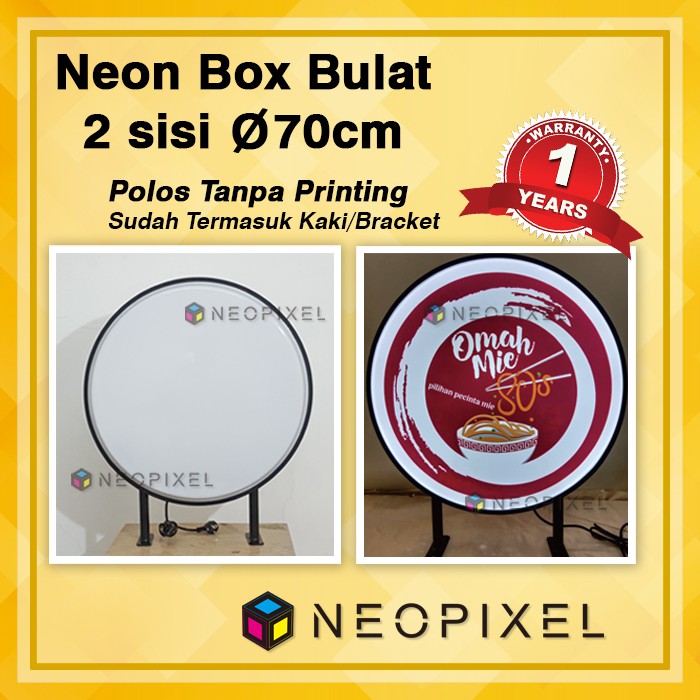 NEON BOX BULAT MURAH DIAMETER 70 CM 2 SISI NEON BOX BULAT POLOS