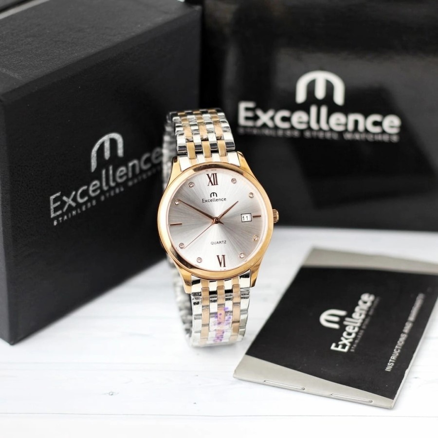 Jam Tangan Couple Excellence 8108 Original Stainless Steel