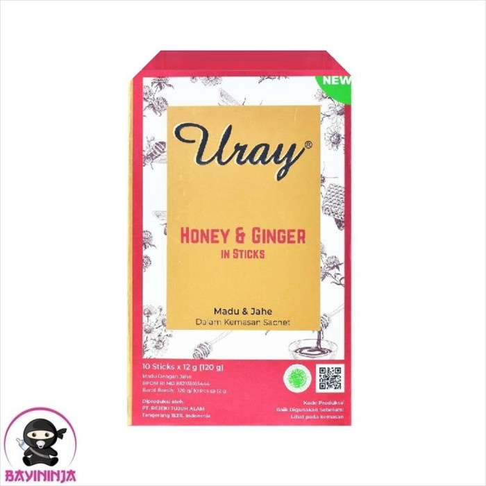 

URAY Honey Ginger Madu Jahe Sticks Box 10 x 12 g T-Ninjabayi 01