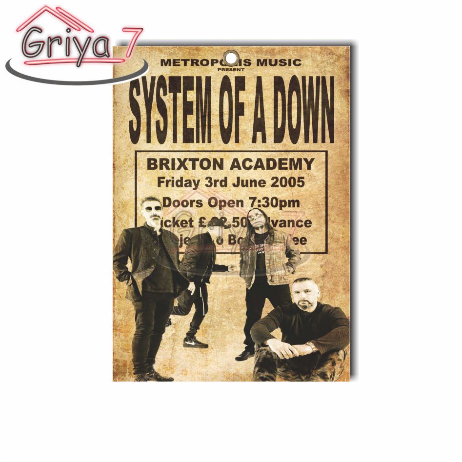 SYSTEM OF A DOWN HIASAN DINDING POSTER BAND ROCK METAL RETRO  KLASIK  CLASSIC DEKORASI DINDING SOAD