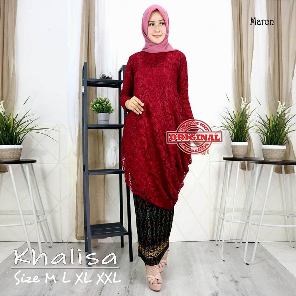 SAD&gt; set kebaya tunik mereng / kebaya modern / tunik brukat pesta model mereng - bahan brukat import