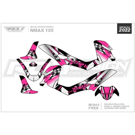 DECAL STIKER NMAX 155 (001) DEKAL STICKER HITAM FULLBODY HITAM PINK