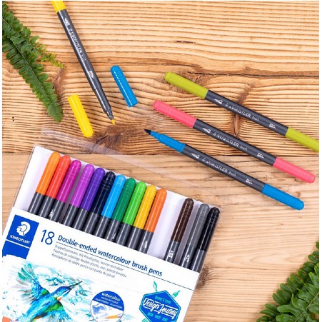 

Staedtler Watercolour Brush Pens - Double Ended - Set 18 Colours