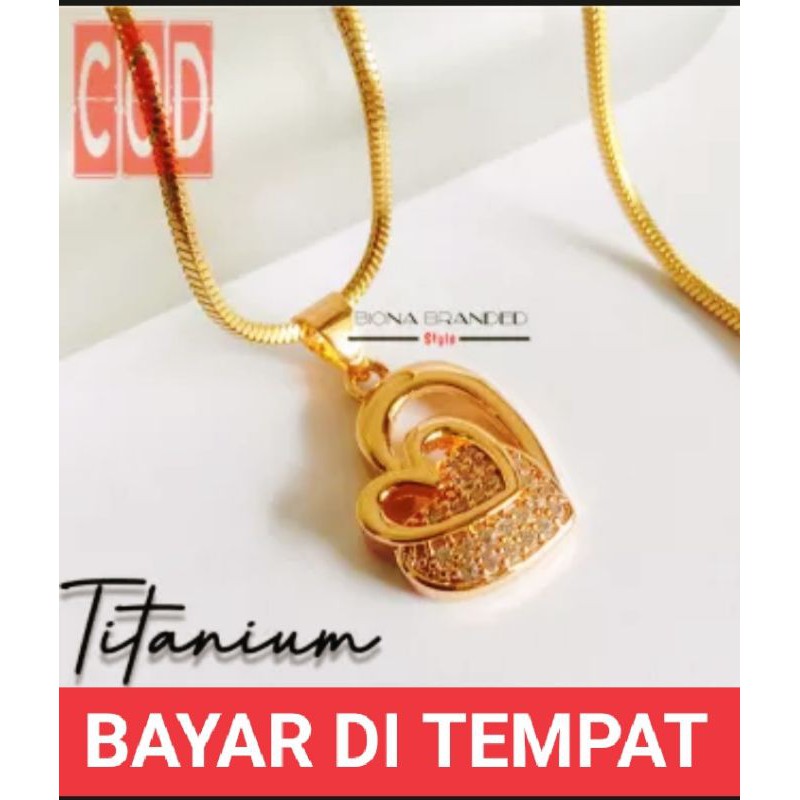 KALUNG TITANIUM KOTAK TERBARU RO-27 ANTI KARAT DAN TIDAK LUNTUR {EMAS}