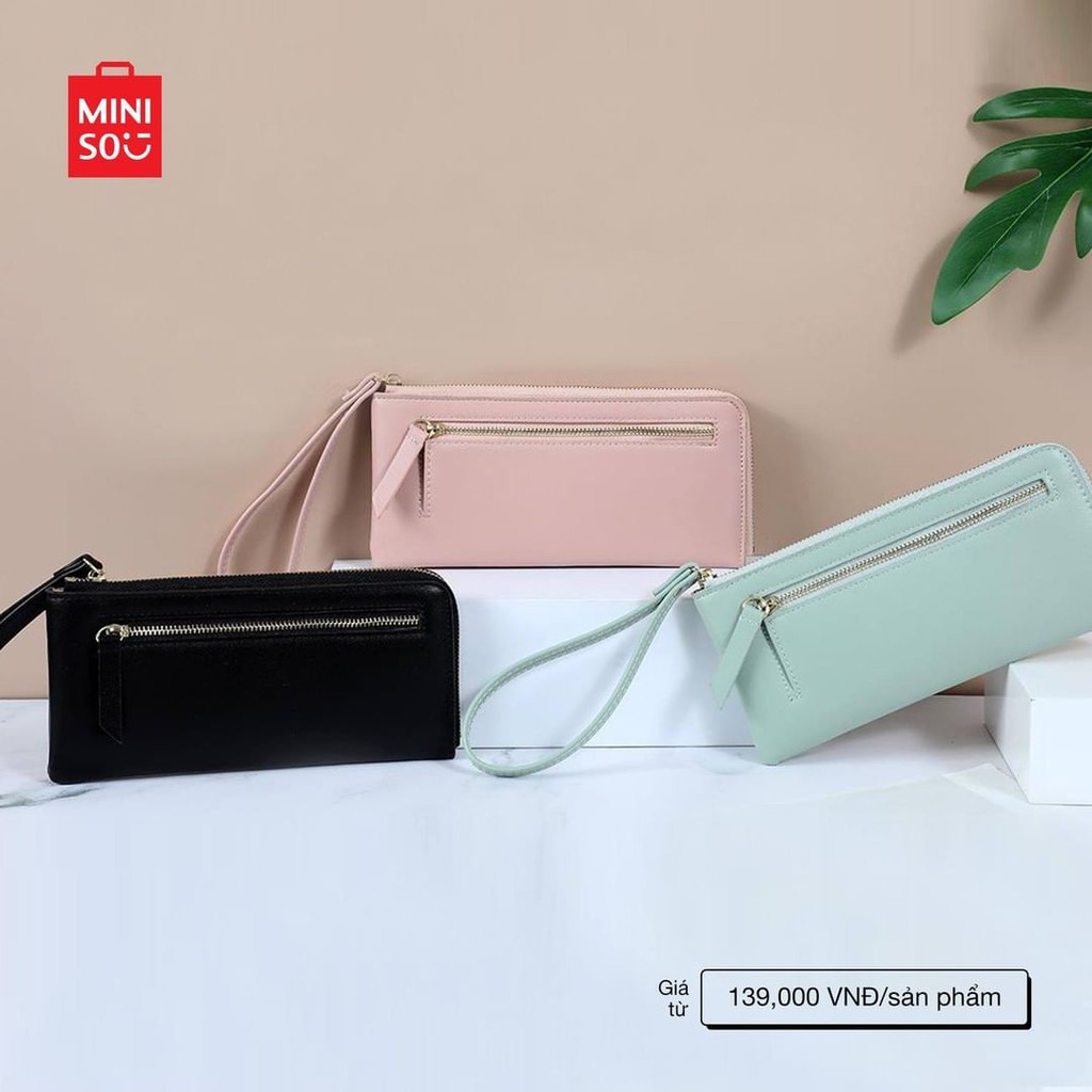 Miniso official Simple zipper long wallet / dompet panjang wanita / women's wallet