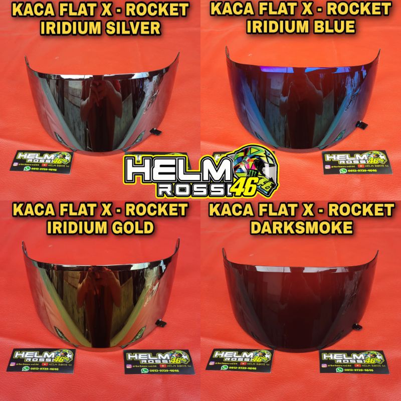 KACA Visor Flat KYT X ROCKET - Iridium Silver - Blue - Gold - Darksmoke hitam Xrocket X-ROCKET