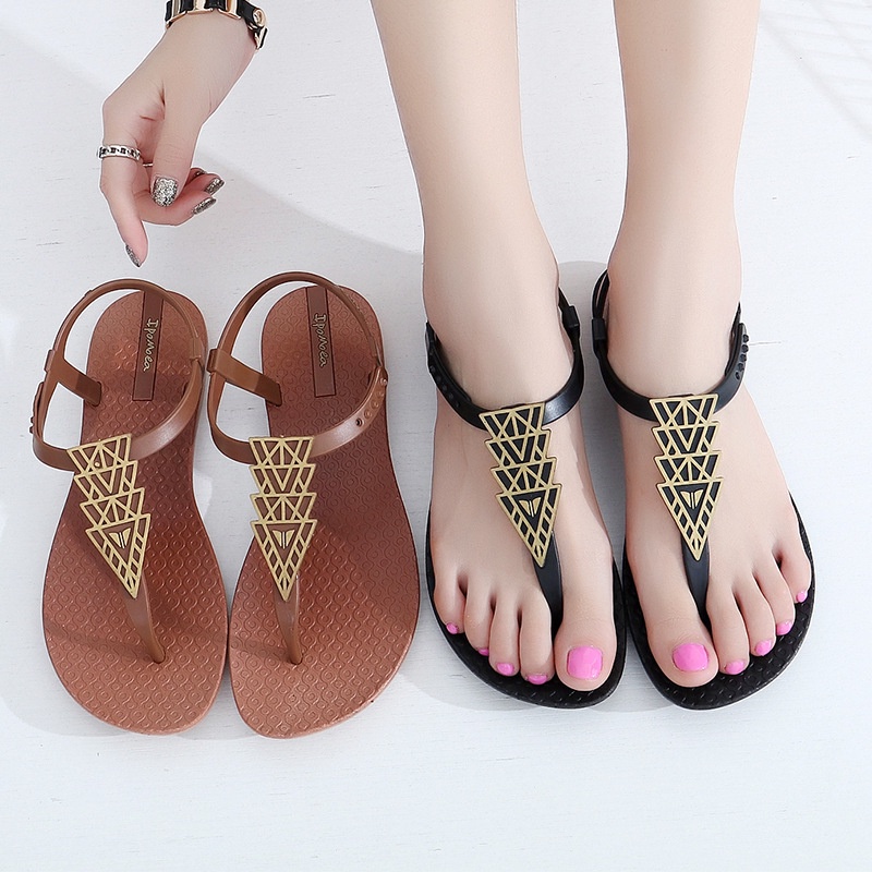 Ipomoea Wanita Sandal Sandal Jepit 2021 Musim Panas Sepatu Datar Wanita Bohemian Sandal Wanita Libur