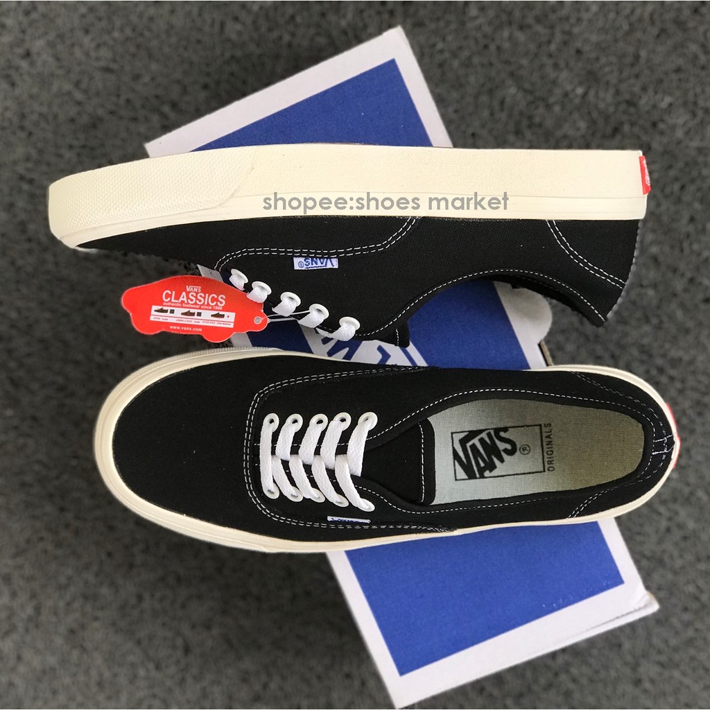 Vans Authentic OG Ivory Black White Box Biru