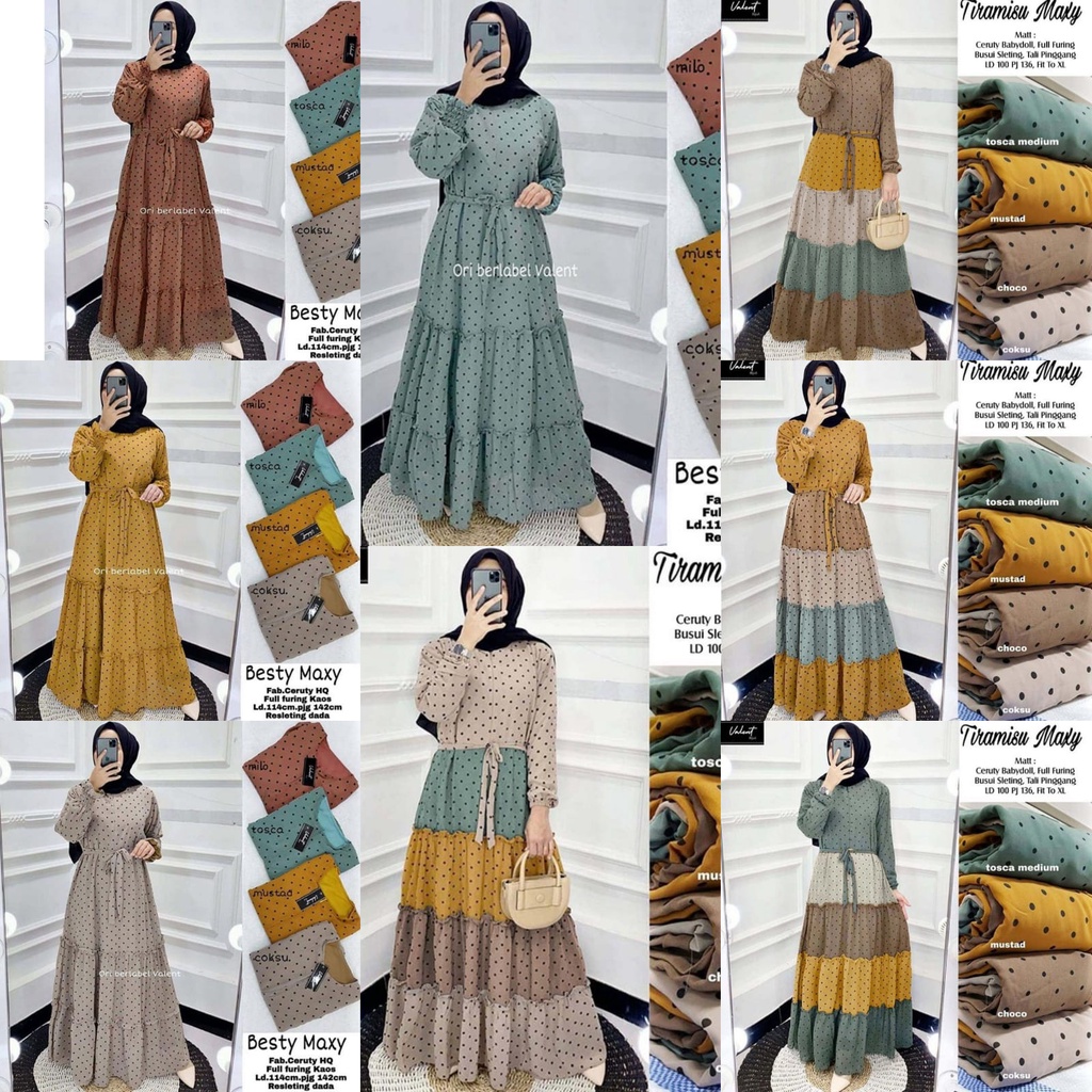 [FLASH SALE ] GAMIS CERUTY MAXI DRESS BABYDOLL TIRAMISU BESTY/GAMIS/BAJU/CEWEK/MUSLIMAH/HIJAB/SYAR'I