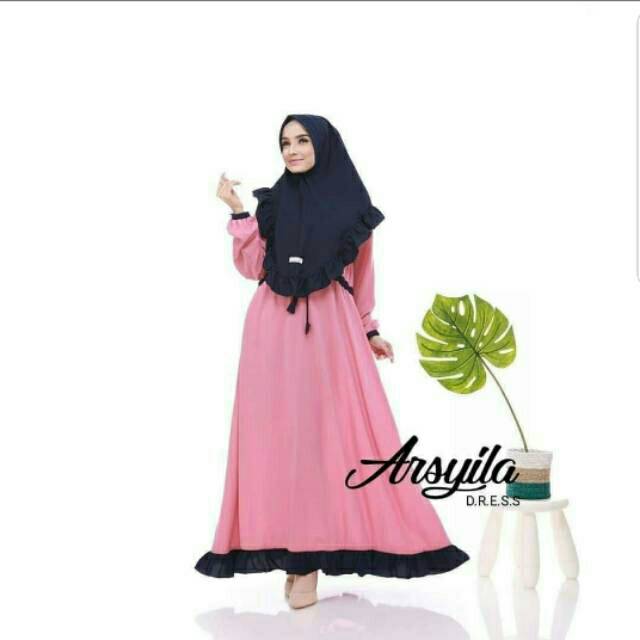 Arsyila Dress / Gamis Arsyila / Gamis Wolfis Premium Rempel bawah