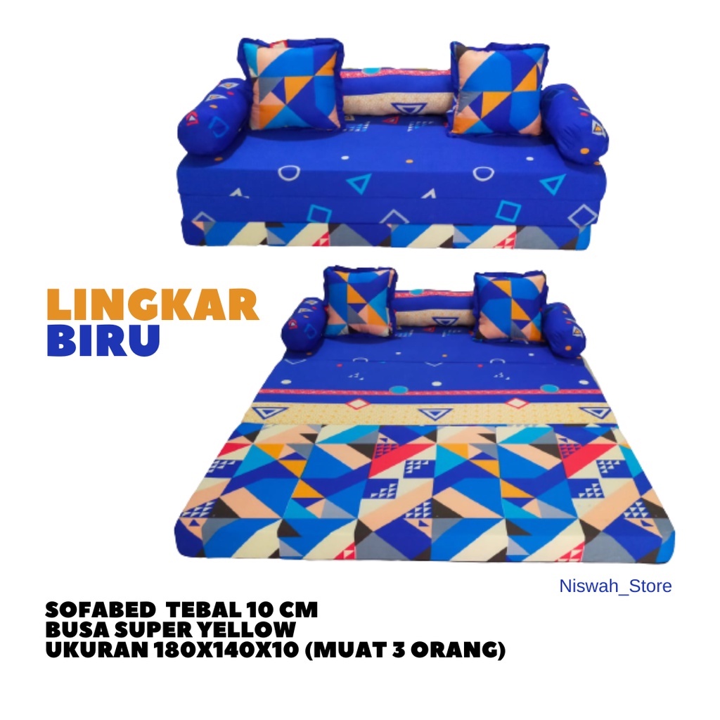 Sofabed Kasur Lipat Spon Ukuran 180x140x10 CM Density 16 Sofa Bed Kain Katun Poly Tc Kursi Minimalis