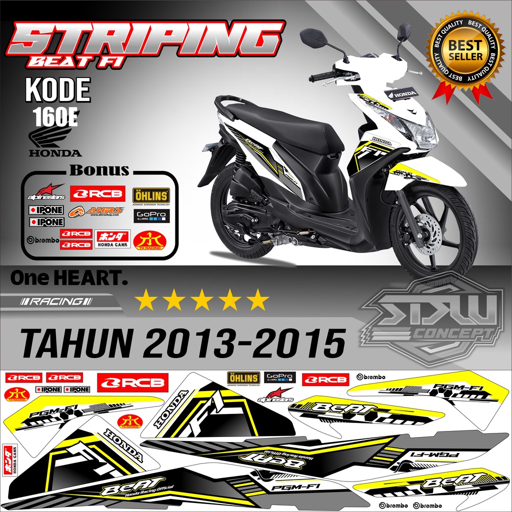 Striping Beat 2013-2015  Stiker Lis Motor Beat Variasi kode 160