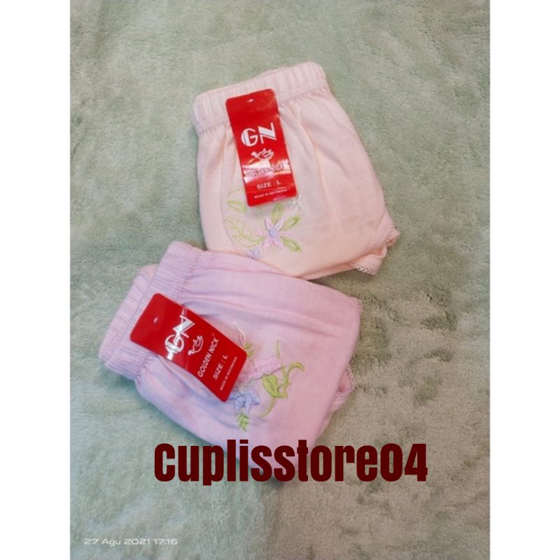 6biji Celana Dalam BORDIR GOLDEN NICK(BG)/Celana dalam wanita warna pastel