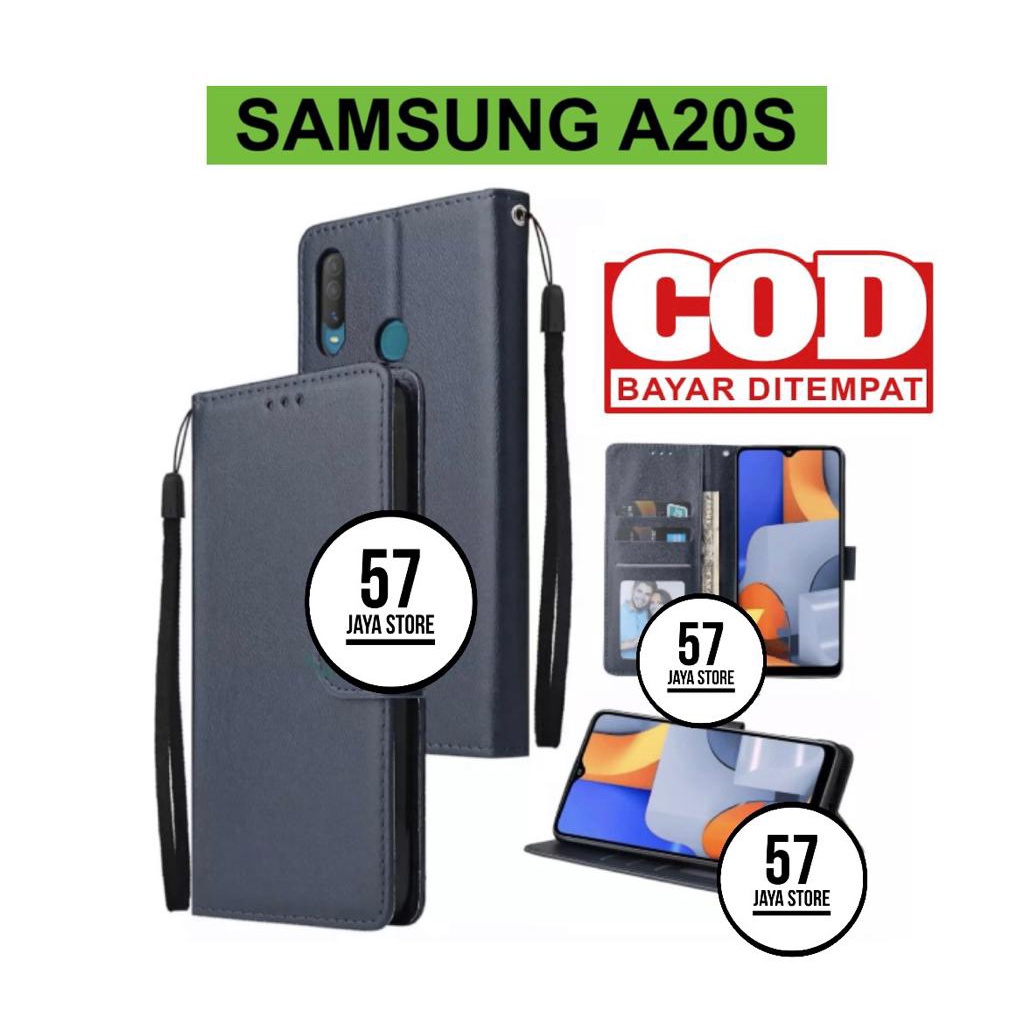 Flip Case Samsung A20s Flip Dompet Casing HP Wallet Leather cover