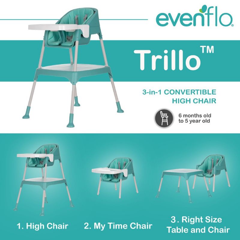 Kursi Makan Bayi 3in1 Evenflo Y9312 Trillo 3in1 High Chair