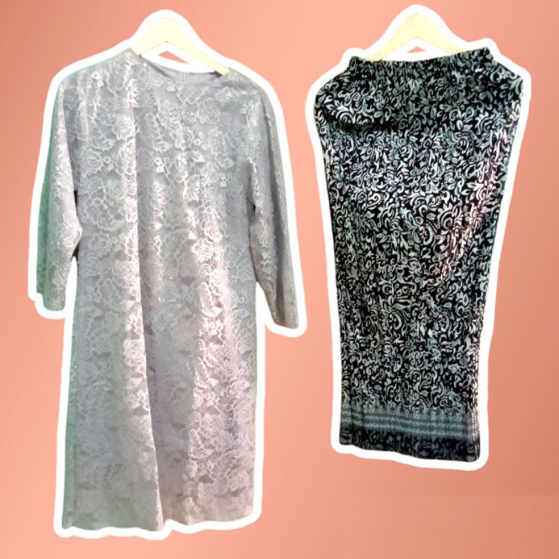 SETELAN KEBAYA BROKAT MODERN ROK PLISKET