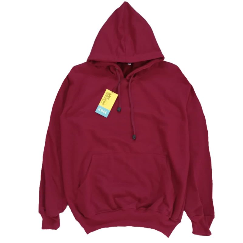 (BISA COD) Jaket jumper hoodie polos pria wanita-merah marun
