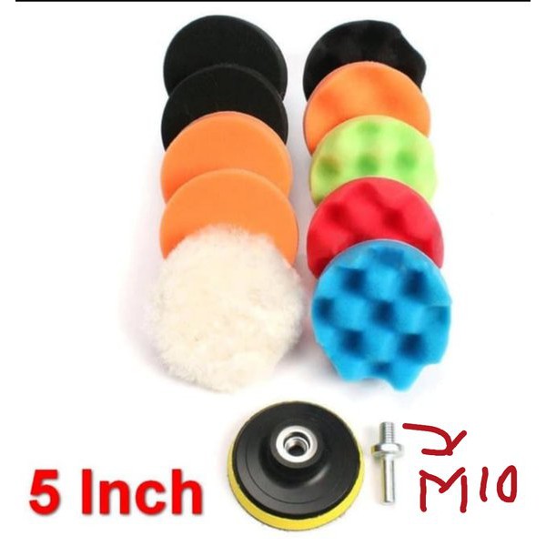 PERLENGKAPAN POLES POLISHER 5 INCH SPONGE WOOL PAD VELCRO 11 PCS DRAT M10