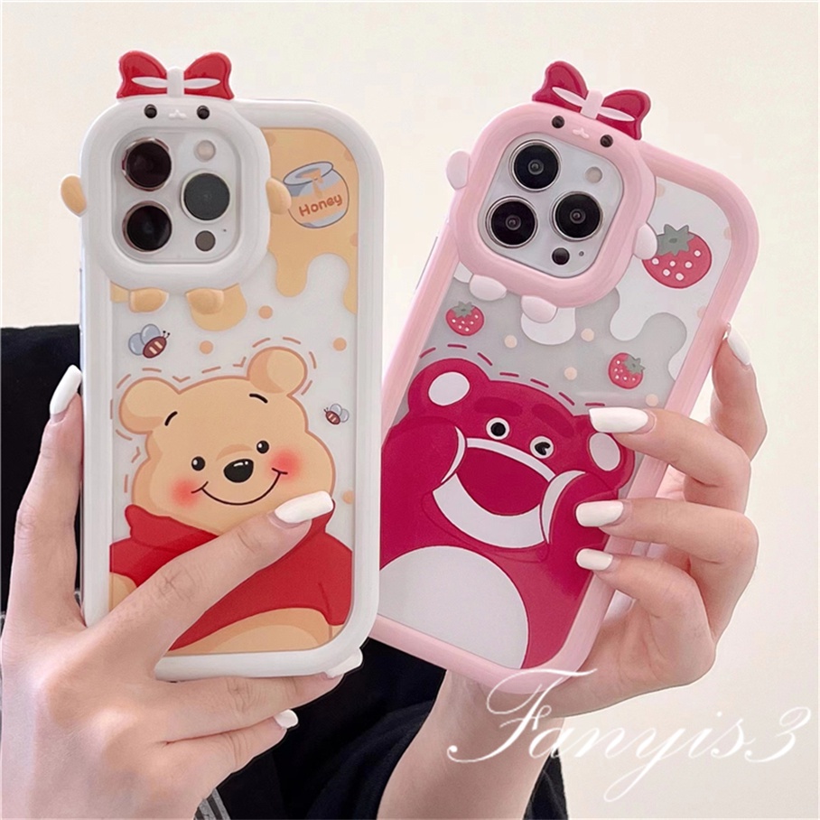 OPPO A78 A17 A77 A77s A57 A76 A16 A16s A15 A15s A74 A54 A95 A94 A3s A5s A53 A33 A32 A5 A9 2020 A31 Reno 7Z 6 5F 5 5K A92 A93 A16k Soft Case Motif Kartun Beruang Untuk