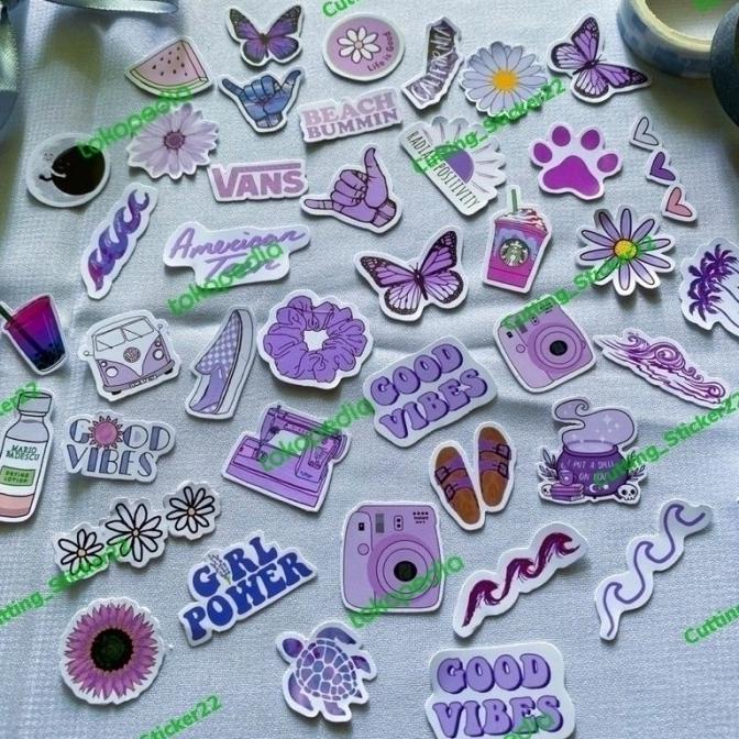 

model 45 k Sticker Aesthetic Purple / stiker ungu / stiker lucu PROMO