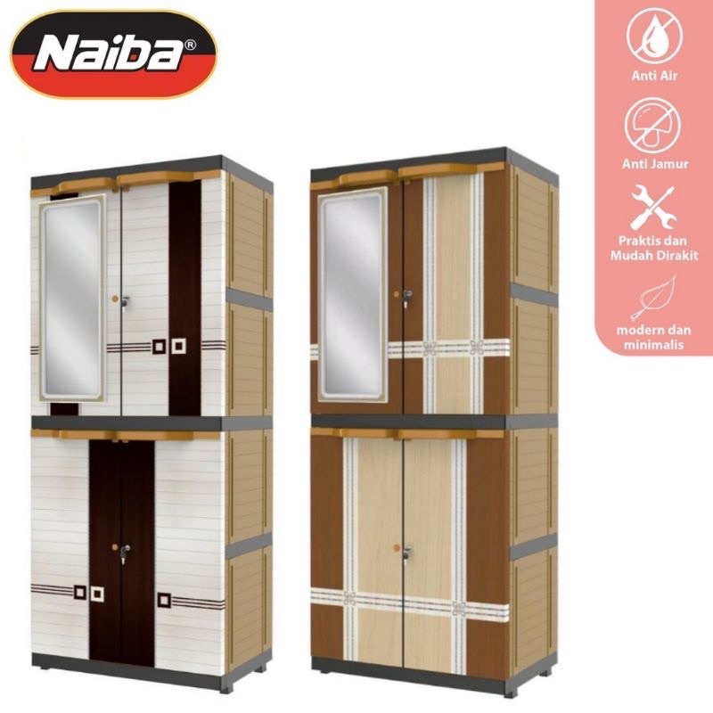 LEMARI PAKAIAN PLASTIK NAIBA / LEMARI PAKAIAN CERMIN NAIBA 9224 JERSEY TERMURAH