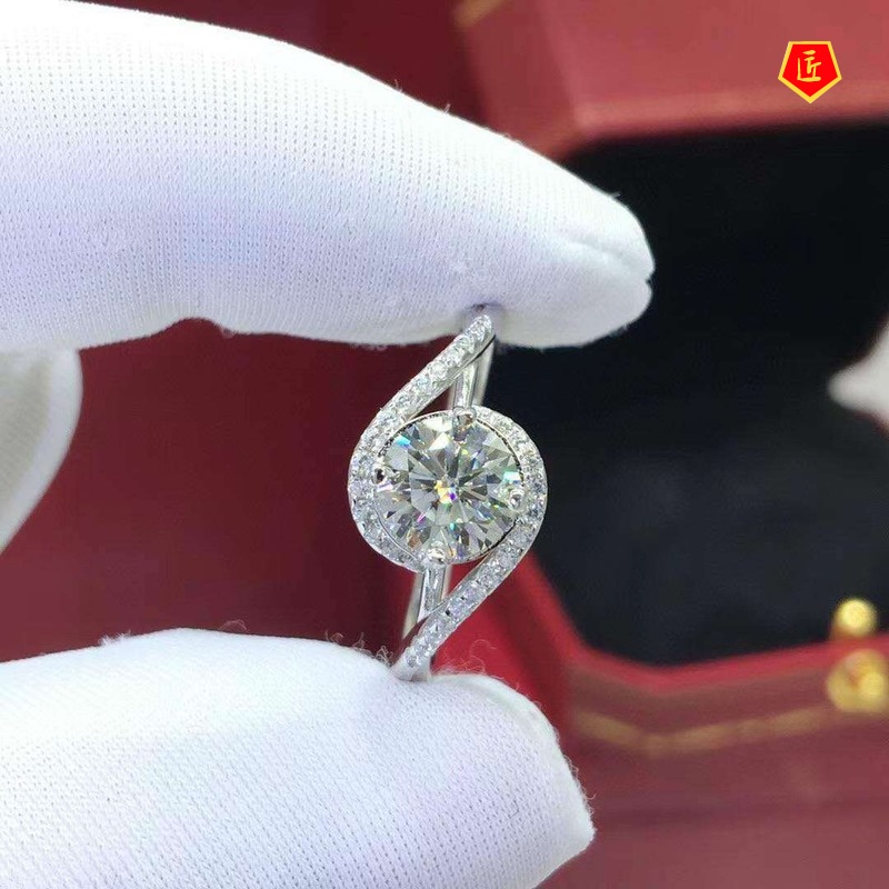 [Ready Stock]Women's Pt950 Moissanite Angel Eyes Ring