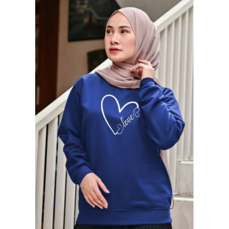 Kaos Lengan Panjang BENTUK LOVE / Kaos Sweatshirt / Atasan Wanita / Atasan Wanita Lengan Panjang