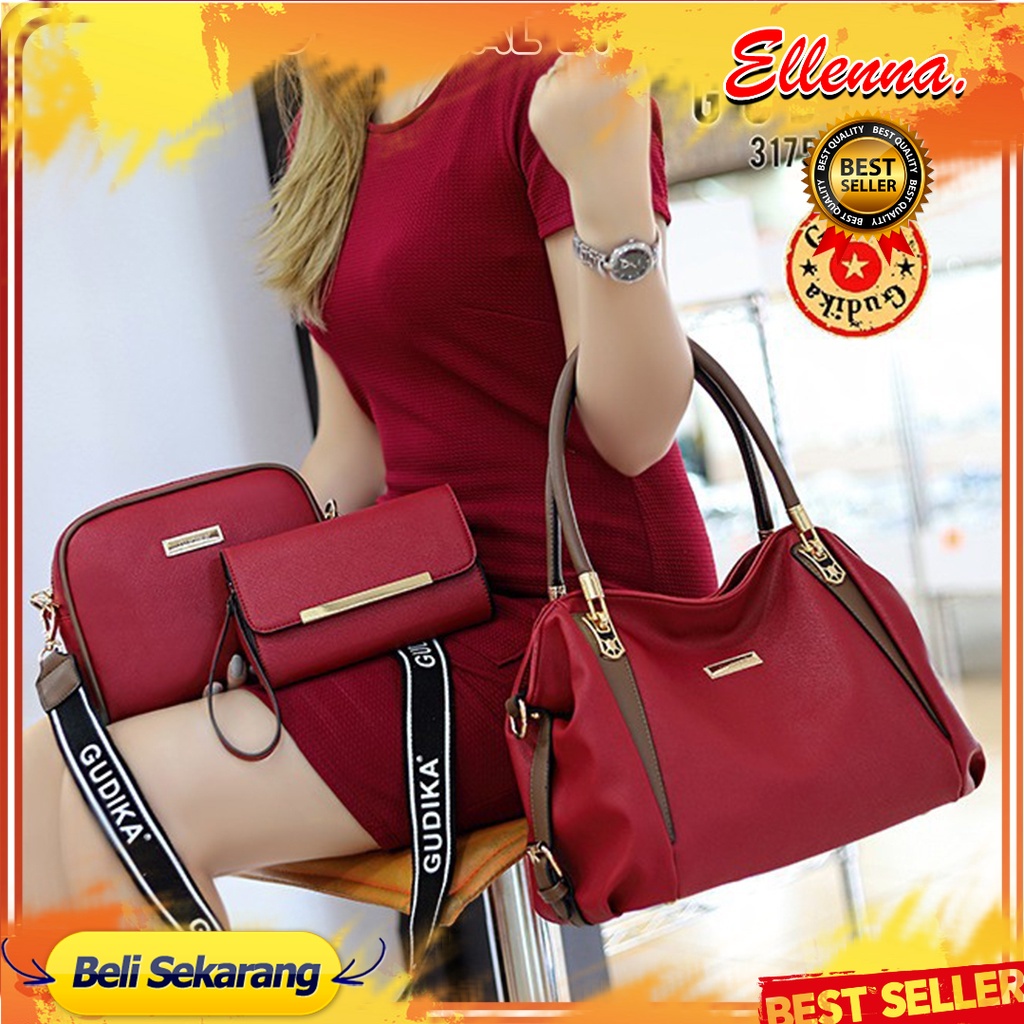 GUDIKA - Tas Set Dompet & Mini Bag Selempang 3in1 Tas Batam Wanita Kekinian Import Original Terbaru 