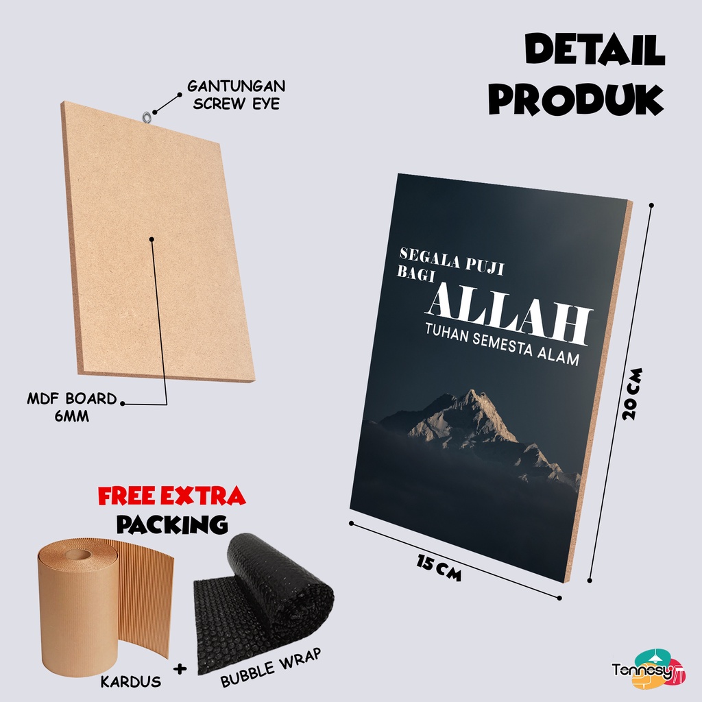 TENNESY HIASAN DINDING QUOTE INSPIRASI MOTIVASI ISLAMI 15X20 CMWALL DECOR PAJANGAN KAYU DEKORASI DINDING KAMAR TIDUR RUMAH