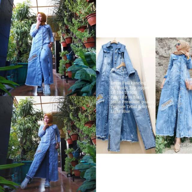 Ready  dress set jeans chanel ori shr 100%%%%M