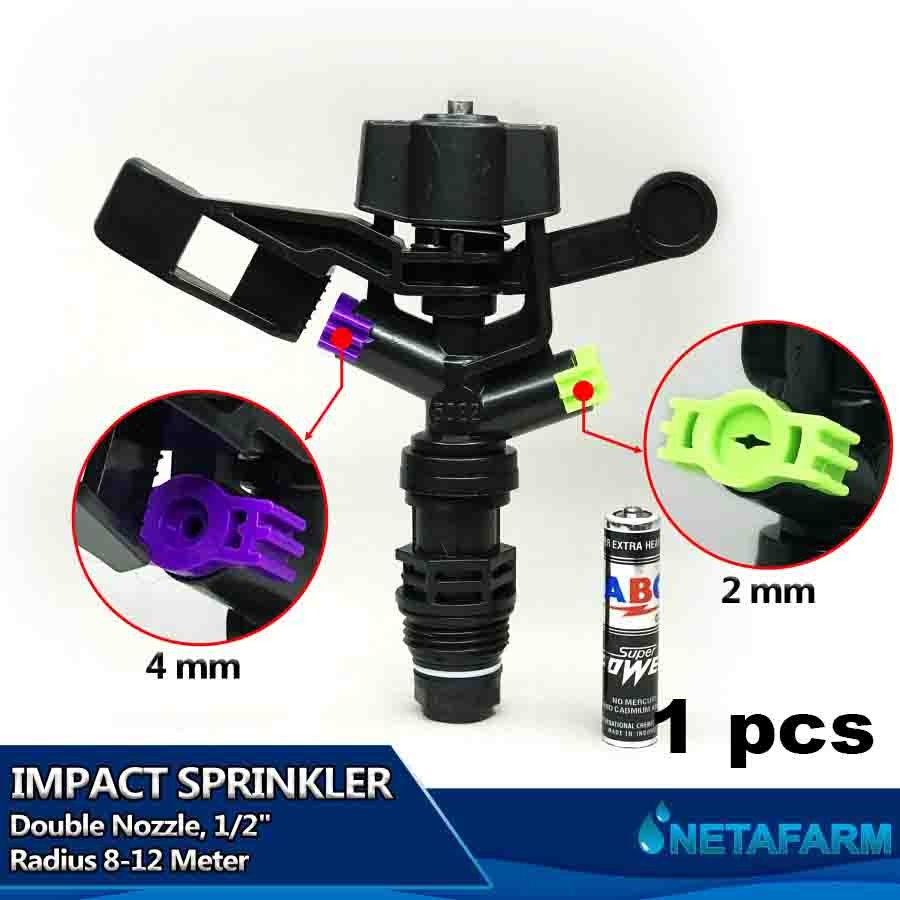 Sprinkler Impact Impulse Double Nozzle 1/2&quot; Irigasi SD1007 - 1pc