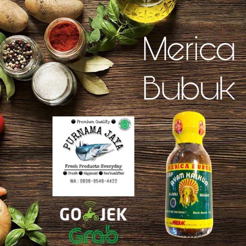 merica bubuk botol cap ayam kalkun merak