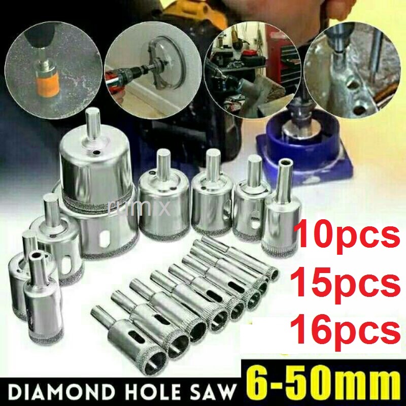 Bisa COD - Set Mata Bor Kaca Holesaw Hole Saw Keramik Granit Marmer Batu Porselen Diamond Hss Pelubang Keramik