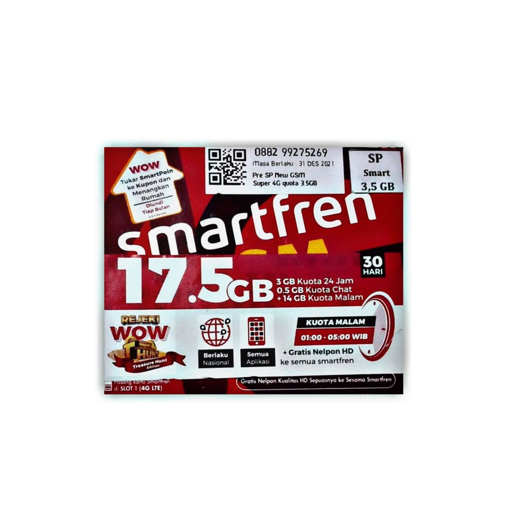 Kartu Perdana Kuota Smartfren 17,5GB