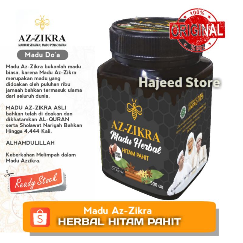 

MADU AZ ZIKRA Herbal Hitam Pahit 500gr Asli (KEMASAN BARU ORIGINAL)