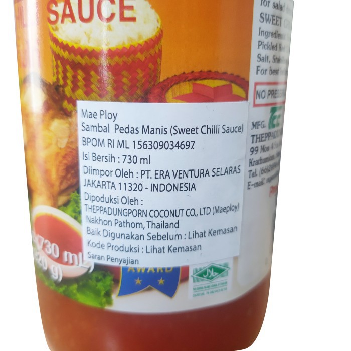 MAE PLOY SWEET CHILI SAUCE 730 ML - SAUS CABE MANIS THAILAND NON HALAL